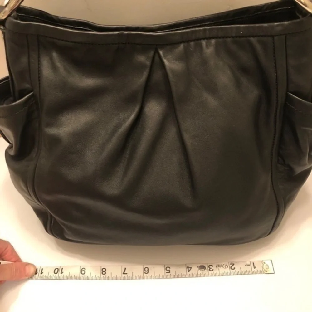 Coach black leather Parker hobo pleaded bag